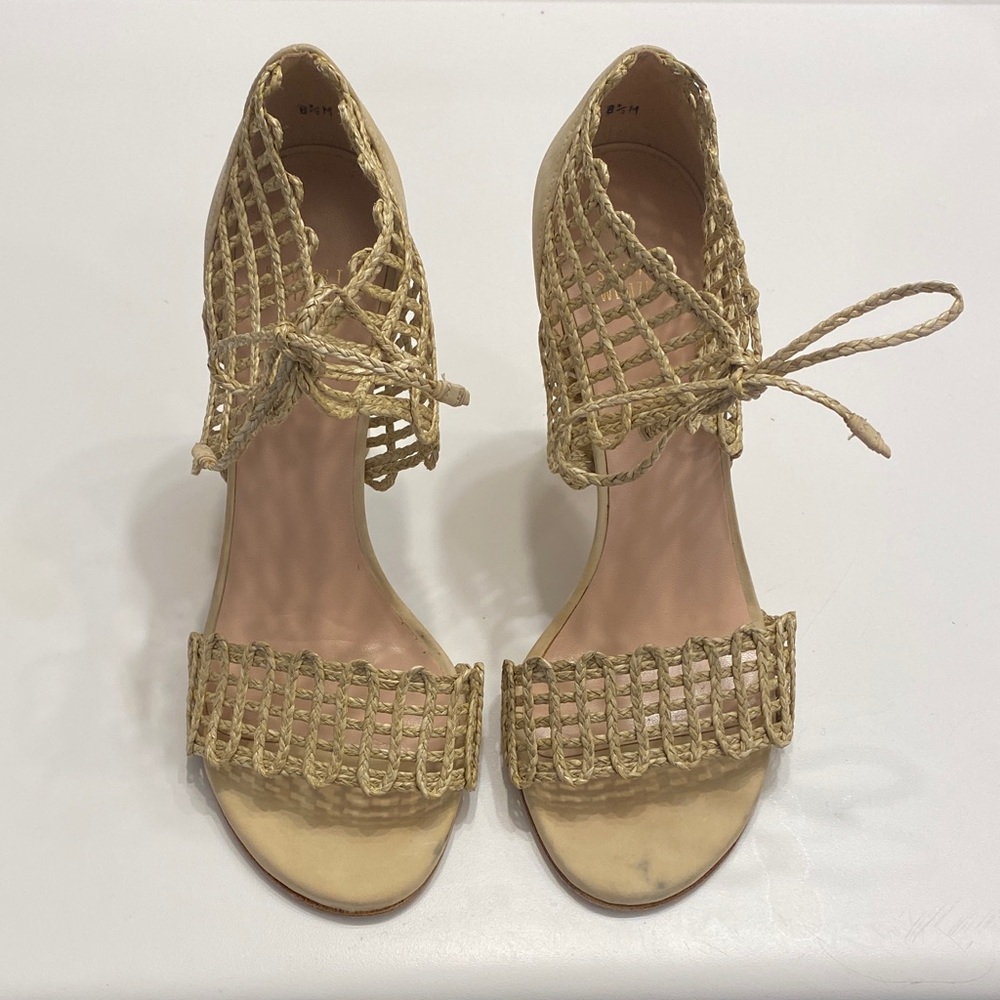 Stuart Weitzman Beige Woven Sandals